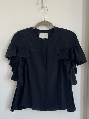 Black Silk Alexis Ruffled Layered Blouse